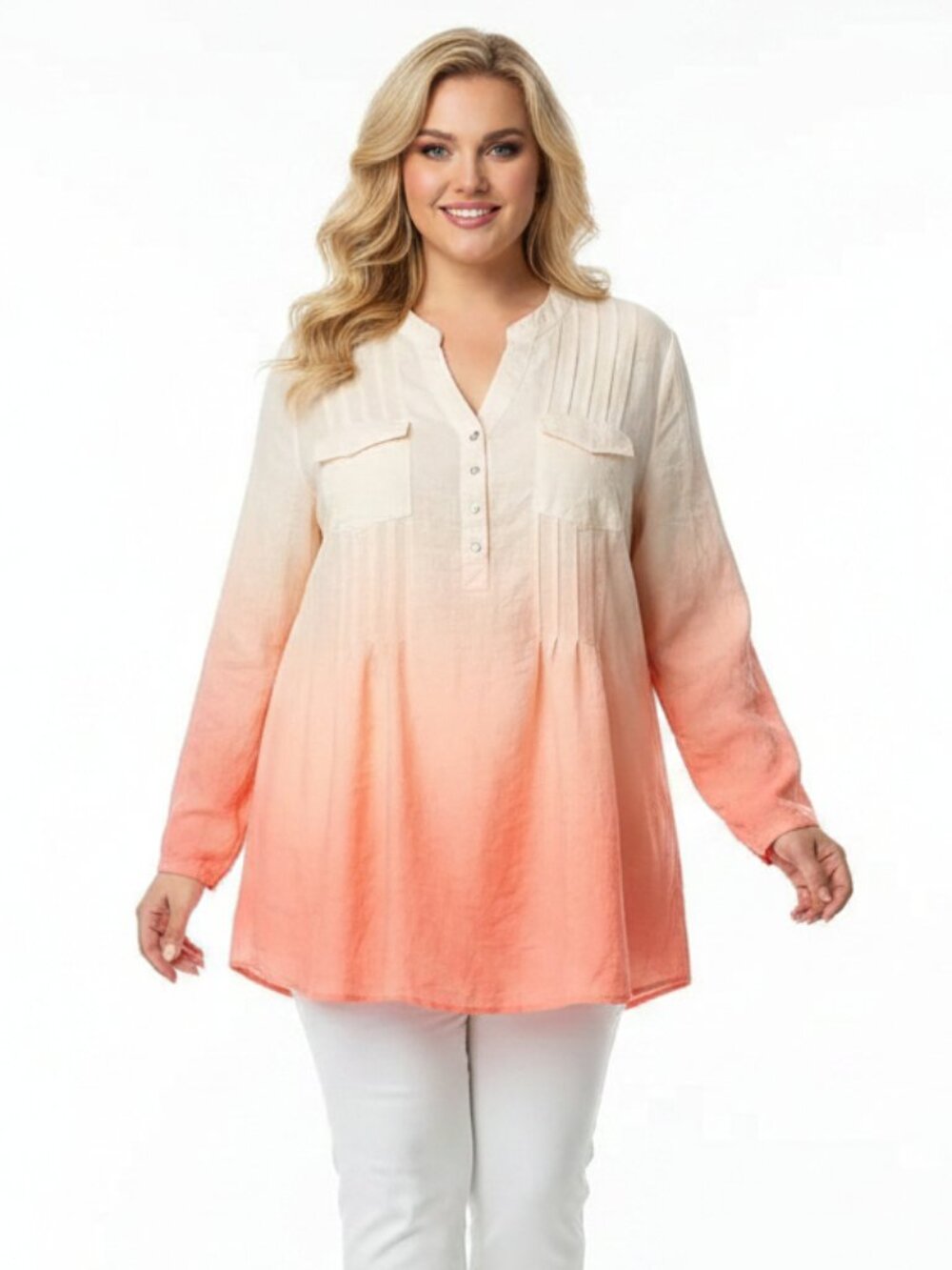 Avenue‎ Pink Gradated Long Sleeve Blouse Top New 18/20